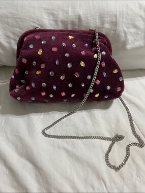 Hand Crafted Jeweled Velvet Clutch in Burgundy